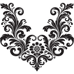 Elegant Black Floral Corner Ornament Vector Design with Vintage Swirl Patterns – Decorative Botanical Frame Element for Invitations, Tattoos, and Graphic Projects.