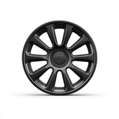Obraz premium Black Ten Spoke Alloy Wheel on White Background