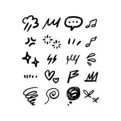 set of comic element and symbol hand drawn