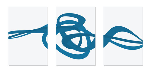 abstract curves blue flow line poster icon wall art design