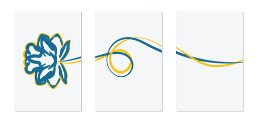 flower flow abstract minimalist line wall art design