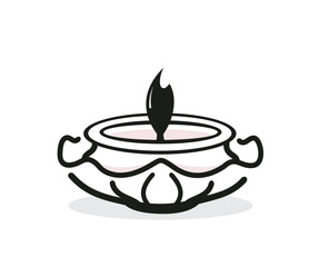 happy diwali line logo, happy diwali silhouette design vector