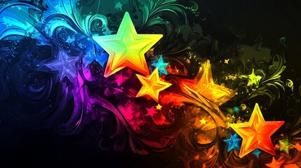 Obraz premium Colorful stars, vibrant swirls