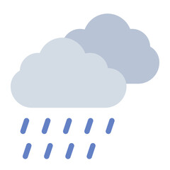 cloud flat icon with rain drops for slow travel weather