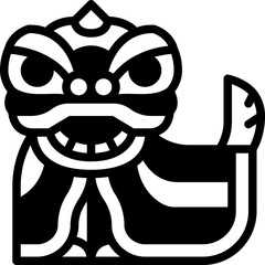 lion dance solid line icon