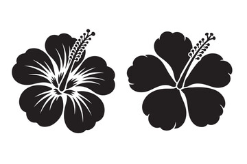 Black Hibiscus Flower Silhouette Vector Clipart