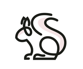 squirrel line logo, squirrel animal silhouette design vector