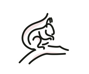 squirrel line logo, squirrel animal silhouette design
