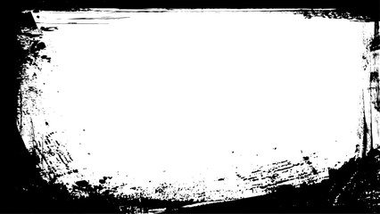 Abstract grunge texture background, distressed border, rough edge frame, black and white color, vector illustration. 