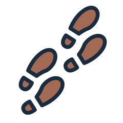 trail mark filled line icon with travel footstep direction