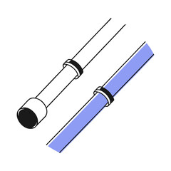 Modern plumbing pipe fittings icon in minimalist style, industrial and construction equipment illustration