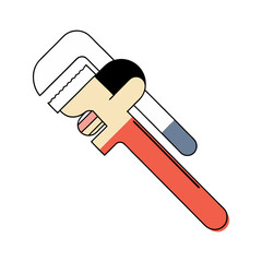 Monkey wrench tool icon in minimalist style, mechanical and plumbing equipment illustration