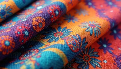 Fototapeta premium Close-up of fabric swatch displaying repeating geometric design, detail, woven