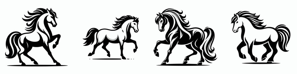 The horse. Symbol Vector Clip art. Equine a quadruped mammal admire natures mustang majestic animal power.