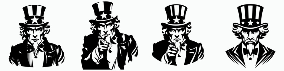 The Uncle Sam. Symbol Vector Clip art. National representation iconic symbol governmental persona patriotic figurehead.