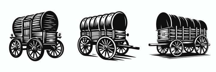 Fototapeta premium The Wagon. Symbol Vector Clip art. Old transport vehicle for rural journey hauling cartage and freightage.