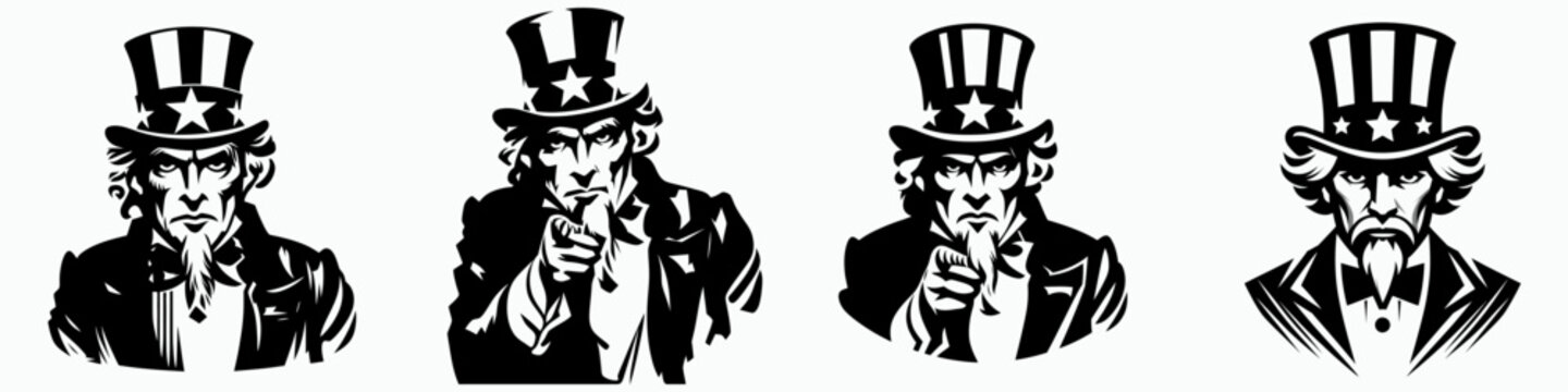 The Uncle Sam. Symbol Vector Clip art. National representation iconic symbol governmental persona patriotic figurehead.