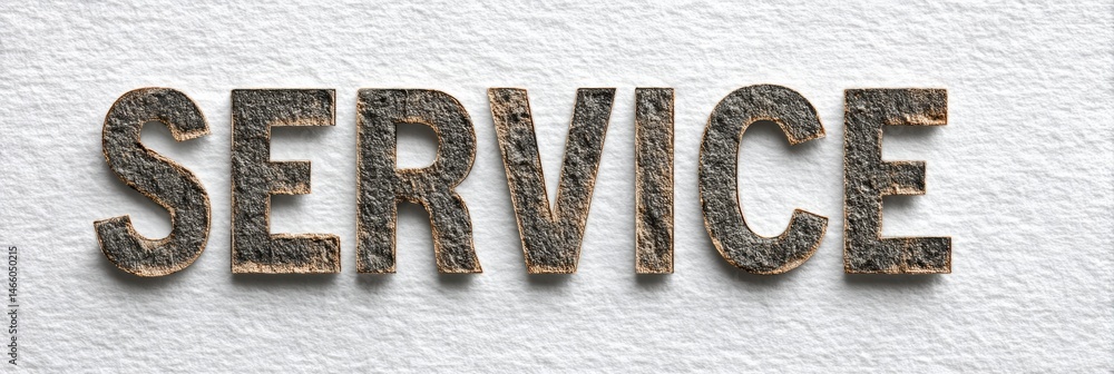 Poster creative typographic layout featuring the word service with a subtle fade effect on textured backgro