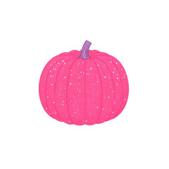 Bright Pink Glittery Pumpkin on a Transparent Background