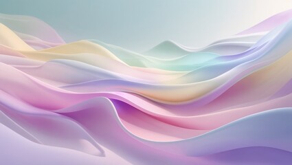 Fototapeta premium Pastel rainbow waves in soft flowing abstract digital background