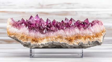Amethyst Geode Crystal Cluster Sculpture - Exquisite amethyst geode, symbolizing spiritual growth, inner peace, tranquility, power, and transformation. A stunning natural crystal formation