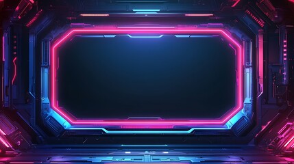 Futuristic frame with vibrant neon light