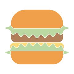 Hamburger icon. Fast food. A classic cheeseburger with a thick beef patty