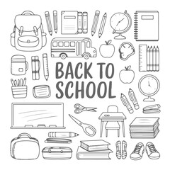 Set of back to school doodle on white background. Hand drawn abstract doodle isolated on white background.