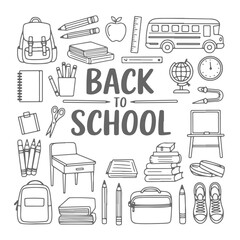 Set of back to school doodle on white background. Hand drawn abstract doodle isolated on white background.