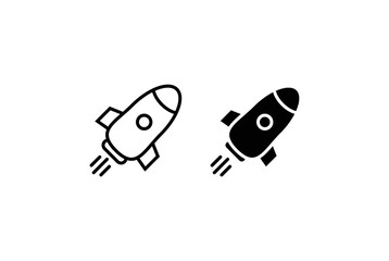  Rocket Icon Vector Set in Filled and Outline Symbol