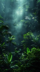 Obraz premium Tropical rainforest valley mist view high resolution picture