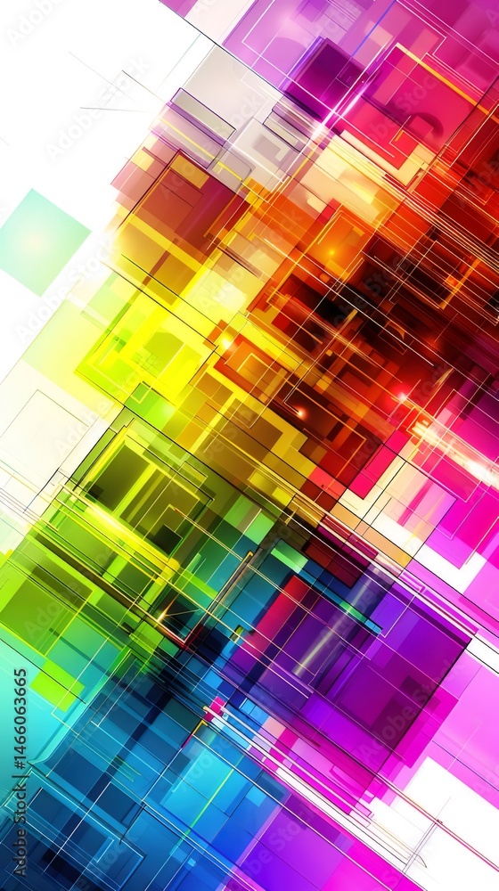 Aufkleber 抽象的な幾何学的パターンと明るい色の背景と万華鏡効果 未来的なデザインと現代的なグラフィック要素