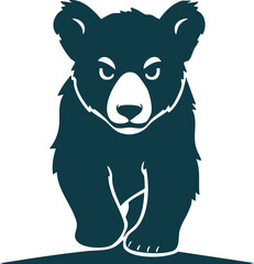 Teal Cartoon Bear Walking Forward - Digital Art Illustration