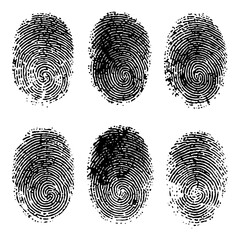 fingerprint scanning icon sign set vector