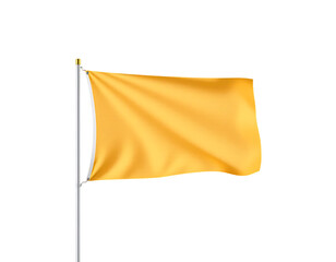 A realistic depiction of a yellow flag waving on a pole.