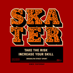 Fototapeta premium SK8, Brooklyn,NYC , typography graphic design, for t-shirt prints