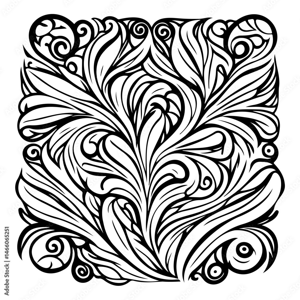 Poster elegant abstract floral design with flowing lines and intricate swirls pattern