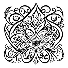 Abstract floral motif art element in monochrome for artistic projects