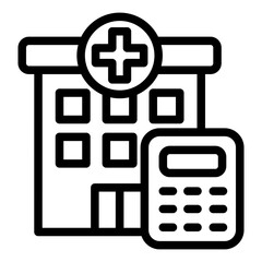 Obraz premium clinic building outline icon with healthcare budget tool