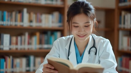 female doctor in library