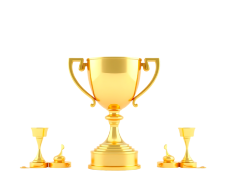 Golden Trophy Cup Award Isolated on Transparent Background