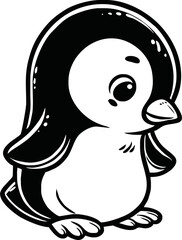 Line art of penguin cartoon vector. penguin coloring book.