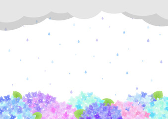 梅雨の紫陽花のフレーム