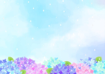 梅雨の紫陽花のフレーム