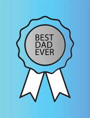 best dad ever, award, ribbon, blue background, minimal design, vector art.
