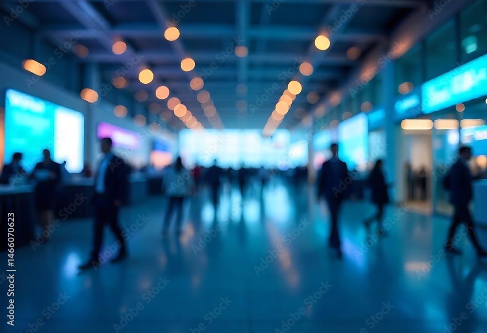 Aufkleber generative ai blurred view of a busy convention center or trade show event hall