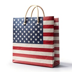 Fototapeta premium American flag shopping bag isolated on white background