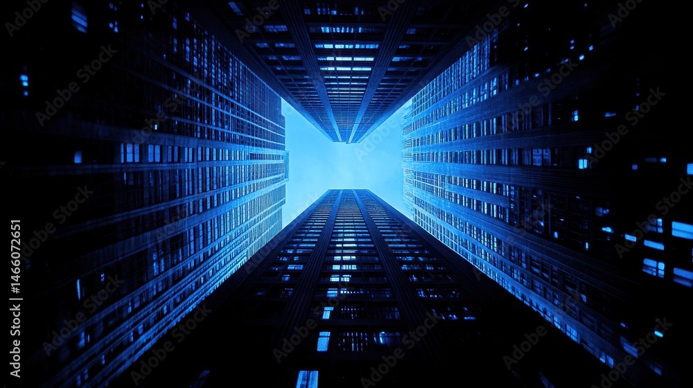 Poster abstract digital tunnel with luminous light and data stream for