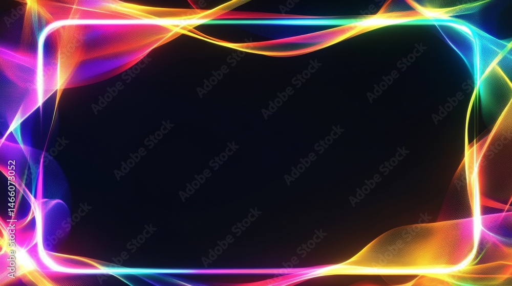 Poster energetic spectrum frame design with central dark space for text overlay