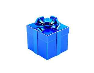 Obraz premium Blue gift box with a shiny bow